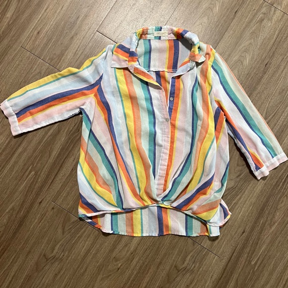 ☀️2/$22☀️Just Living Multi Coloured Striped Shirt - Picture 1 of 6